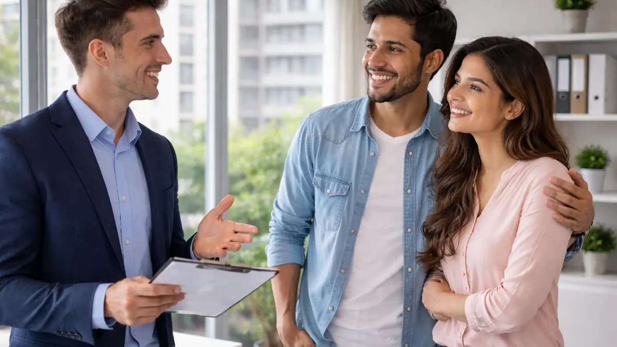 Modern apartment building in Pune with lush green surroundings