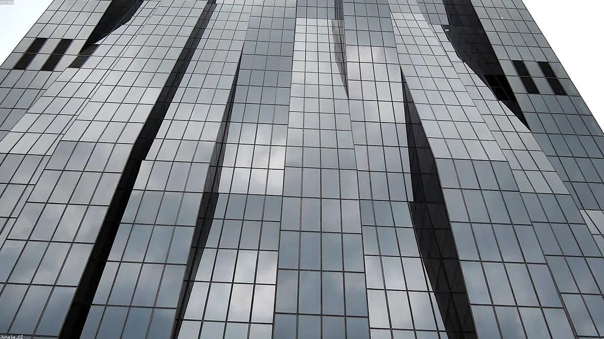 Futuristic skyline of GIFT City Gujarat with glass skyscrapers