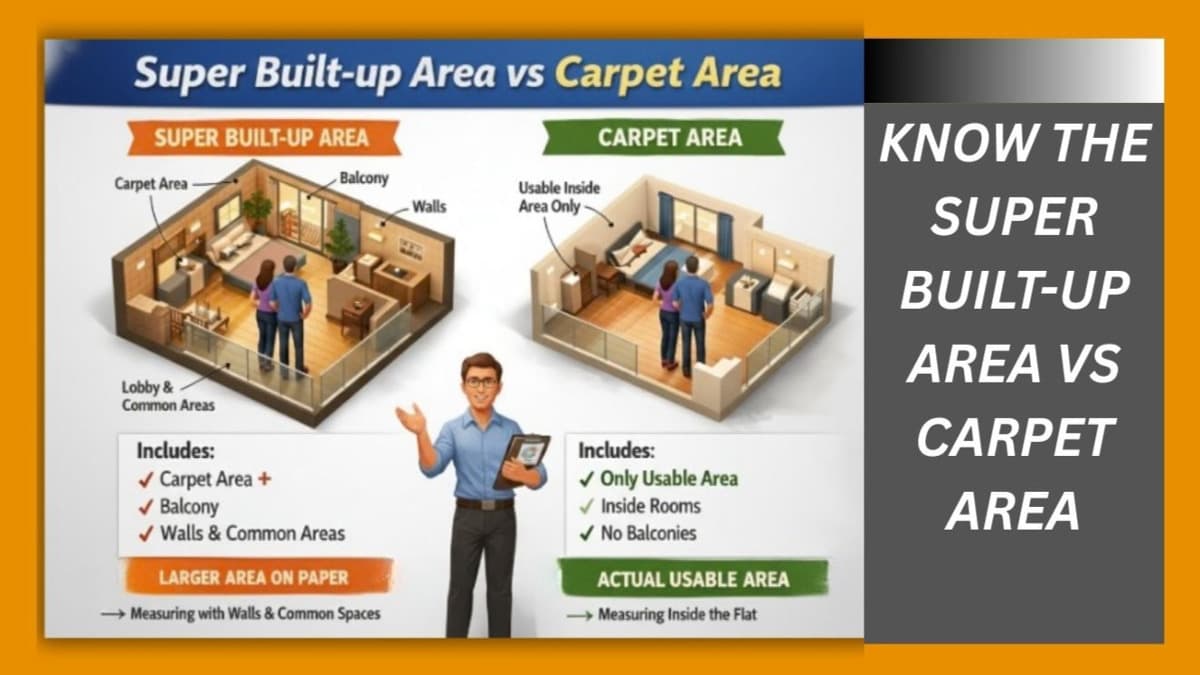 Super Built-up Area vs Carpet Area Diagram